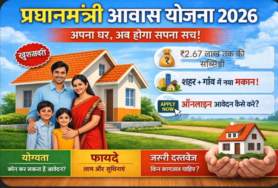 प्रधानमंत्री आवास योजना 2026 – ऑनलाइन आवेदन, पात्रता, लाभ