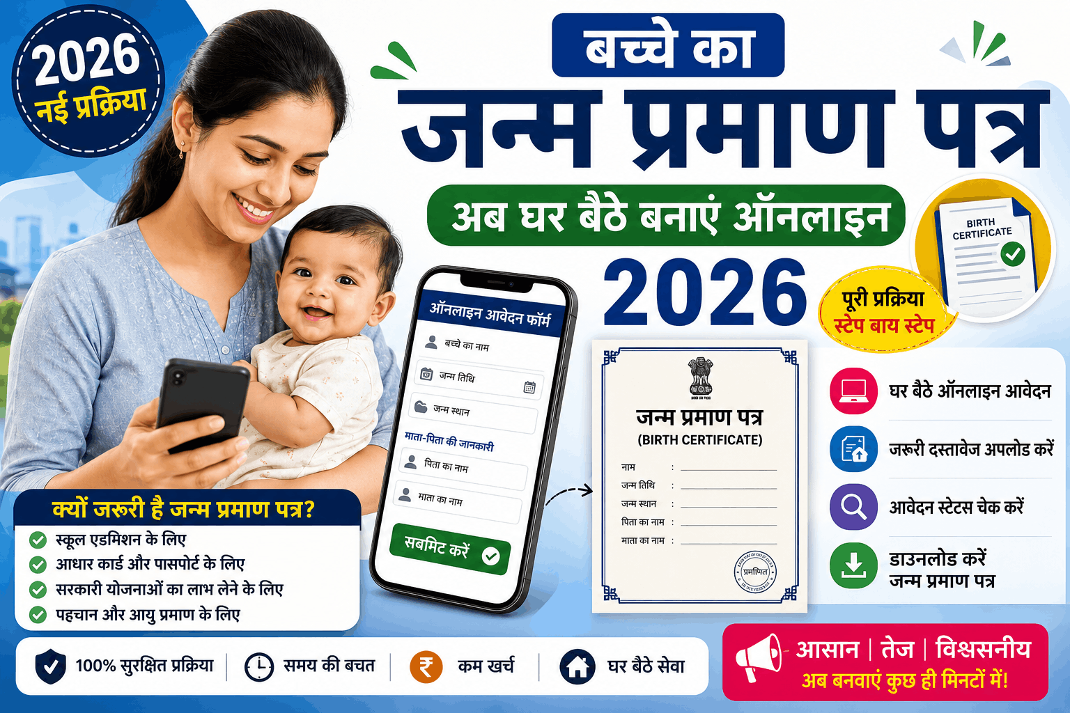 बच्चे का जन्म प्रमाण पत्र 2026 ऑनलाइन आवेदन | पूरी प्रक्रिया